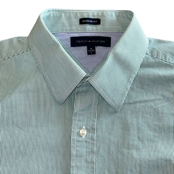 Tommy Hilfiger Green And White Casual Button Down Shirt - Picture 1 of 6